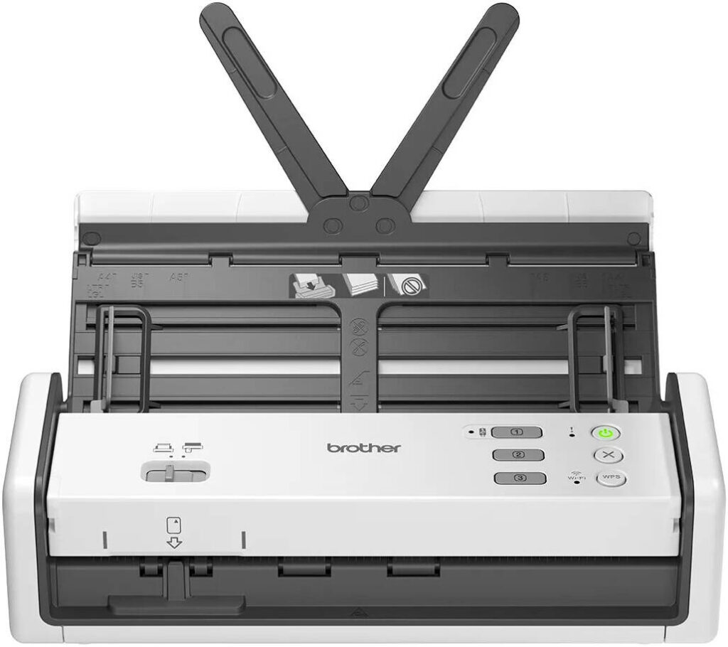 Brother ADS-1350W Portable Document Scanner, 30ppm and 60ipm, 2-sided Color Scan, 20 Sheets, Wi-fi, USB, White