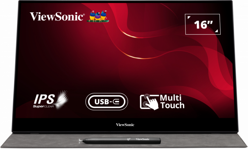 ViewSonic TD1655 16″ Full HD Touch Portable Monitor, 60Hz Refresh Rate, 6.5ms Response Time, Silver