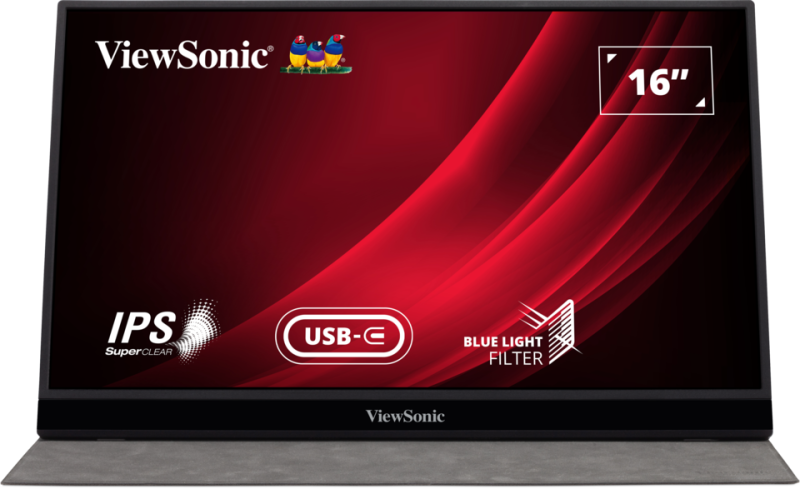 Viewsonic VG1655 16″ USB-C Portable Business Monitor, 60Hz Refresh Rate, 6.5Ms Response Time, Black