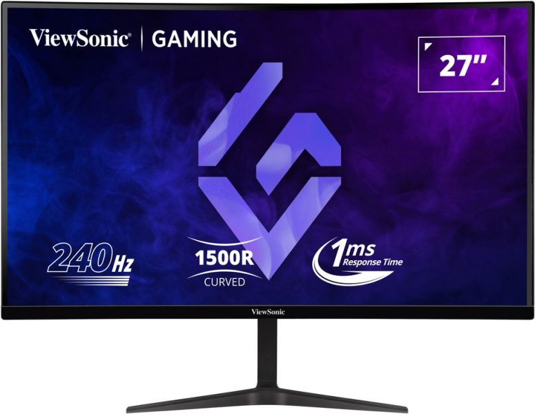 Viewsonic VX2719-PC-MHD 27 inch FHD Curved Gaming Monitor, VA Panel, 240Hz Refresh Rate, 1ms Response Time, Black
