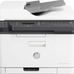 HP Color Laser 179FNW All in One Laser Printer, Up to 19 ppm Black, Up to 4 ppm Color, 150 Sheet Paper Tray Ethernet, Wi-Fi, White