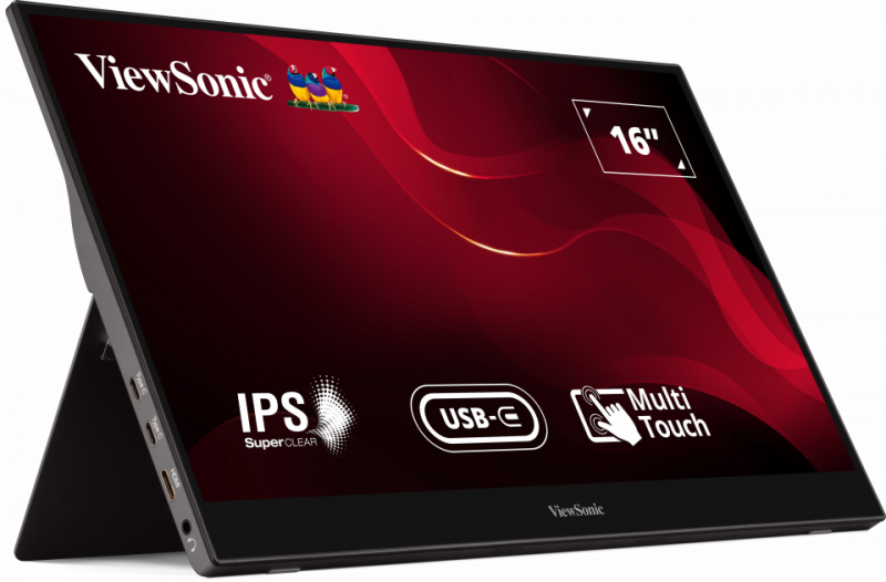 ViewSonic TD1655 16″ Full HD Touch Portable Monitor, 60Hz Refresh Rate, 6.5ms Response Time, Silver