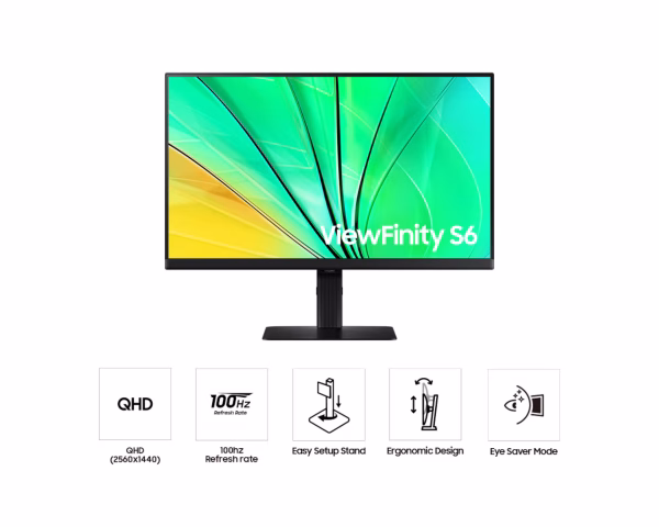 Samsung S60D 24" QHD IPS ViewFinity Monitor, 100 Hz Refresh Rate, 5ms Response Time, Black - Image 3