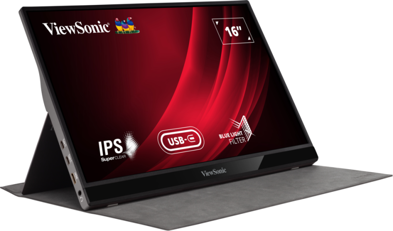Viewsonic VG1655 16″ USB-C Portable Business Monitor, 60Hz Refresh Rate, 6.5Ms Response Time, Black