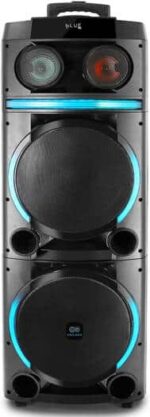 Engage EPS-1222/W100 12" X 2 Party Speaker, Dynamic Disco Lights, Rechargeable Battery, Powerful Audio Performance, FM Radio Functionality, Convenient Remote Control, Black - Image 4