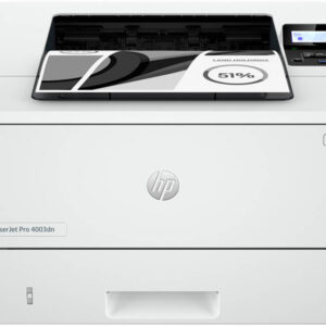 HP LaserJet Pro 4003dn Printer, Up to 40 ppm Print Speed, 100 Sheet Multipurpose Tray 1, 250 Sheet Input Tray, USB, Ethernet, White