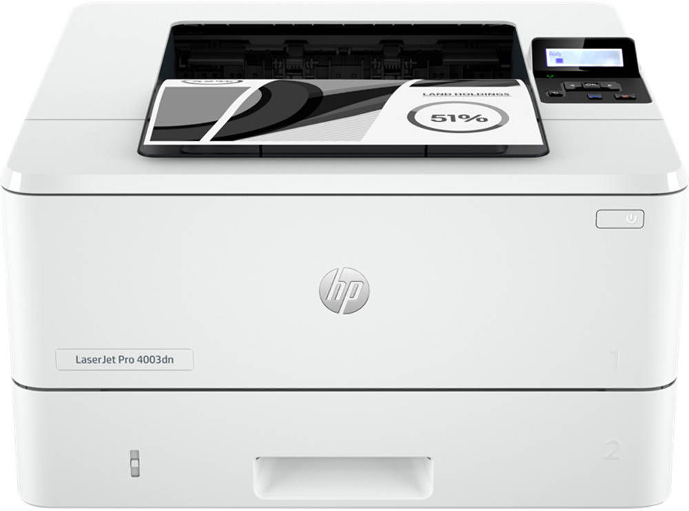 HP LaserJet Pro 4003dn Printer, Up to 40 ppm Print Speed, 100 Sheet Multipurpose Tray 1, 250 Sheet Input Tray, USB, Ethernet, White