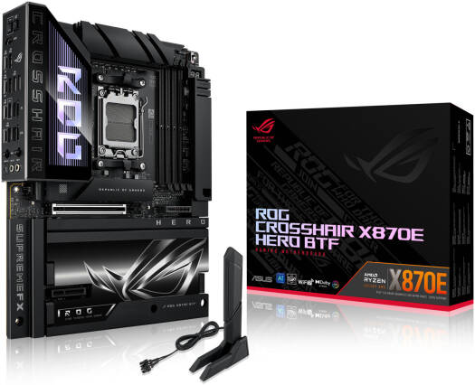 Asus ROG Crosshair X870E Hero BTF ATX Motherboard, AM5 Socket, 4× DDR5 DIMM (Up to 256 GB), PCIe 5.0 x16, 5× M.2 Slots