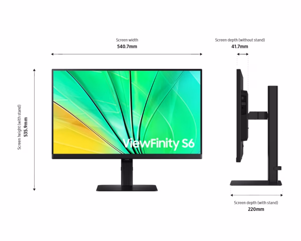 Samsung S60D 24" QHD IPS ViewFinity Monitor, 100 Hz Refresh Rate, 5ms Response Time, Black - Image 4