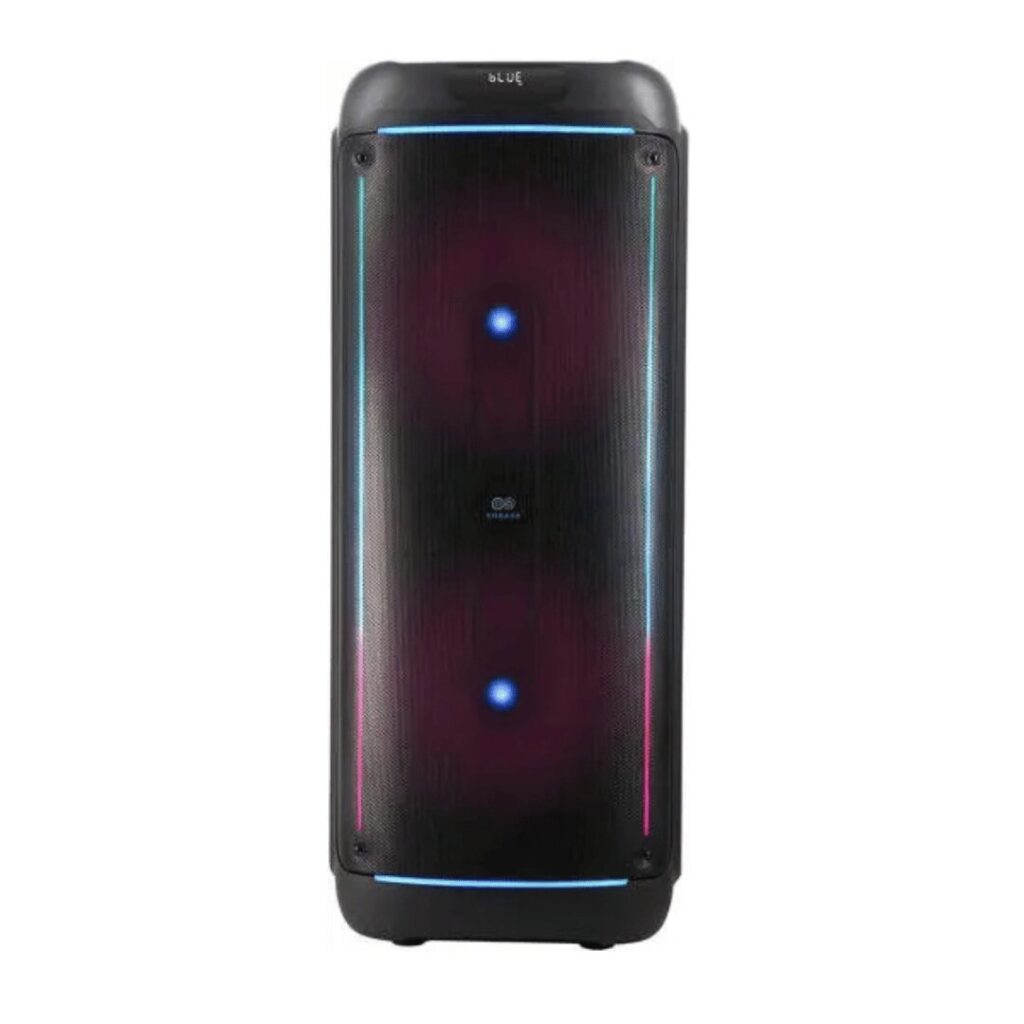 Engage EPS-1522/W120 15″x2 Party Speaker, Dynamic Disco Lights, Rechargeable Battery, Powerful Audio Performance, FM Radio Functionality, Convenient Remote Control, Black