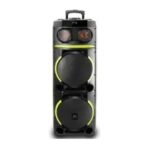 Engage EPS-1222/W100 12" X 2 Party Speaker, Dynamic Disco Lights, Rechargeable Battery, Powerful Audio Performance, FM Radio Functionality, Convenient Remote Control, Black