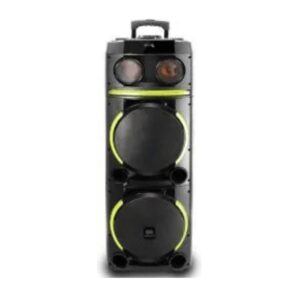 Engage EPS-1222/W100 12" X 2 Party Speaker, Dynamic Disco Lights, Rechargeable Battery, Powerful Audio Performance, FM Radio Functionality, Convenient Remote Control, Black