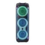 Engage EPS-0832/W60 8"x3 Party Speaker, Dynamic Disco Lights, Rechargeable Battery, Powerful Audio Performance, FM Radio Functionality, Convenient Remote Control, Black