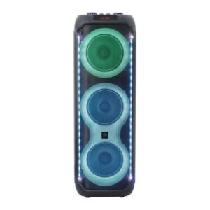 Engage EPS-0832/W60 8"x3 Party Speaker, Dynamic Disco Lights, Rechargeable Battery, Powerful Audio Performance, FM Radio Functionality, Convenient Remote Control, Black