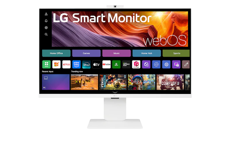 LG 32” 32U850SA UHD Smart Monitor, 4K IPS Panel, WebOS, Built-in FHD Webcam, Magic Remote Support, White