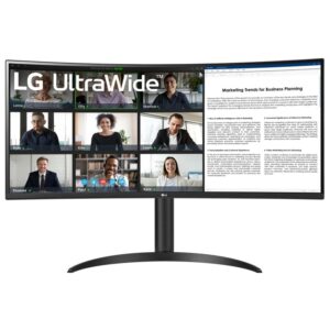 LG 34" 34WR55QK UltraWide WQHD 1440P Curved Monitor with USB Type-C, HDR10, 100Hz Refresh Rate, Black