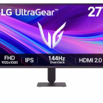 LG 27" 27G411A UltraGear™ FHD Gaming Monitor, IPS Monitor, 144Hz Refresh Rate, NVIDIA G-SYNC® Compatible, Black