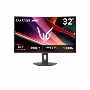 LG 32" 32G600A UltraGear™ QHD Curved Gaming Monitor, 180Hz Refresh Rate, 1ms Response Time, AMD FreeSync™, Black