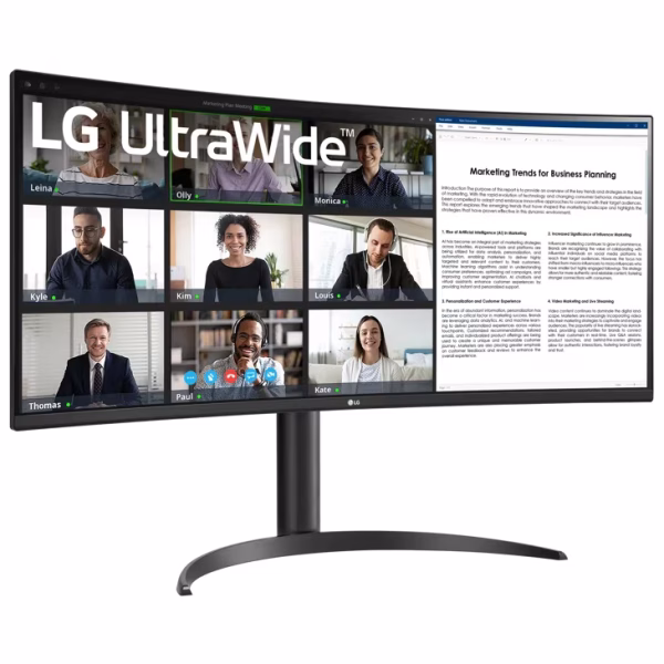 LG 34" 34WR55QK UltraWide WQHD 1440P Curved Monitor with USB Type-C, HDR10, 100Hz Refresh Rate, Black - Image 2