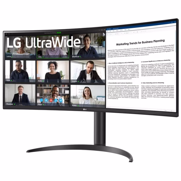 LG 34" 34WR55QK UltraWide WQHD 1440P Curved Monitor with USB Type-C, HDR10, 100Hz Refresh Rate, Black - Image 3