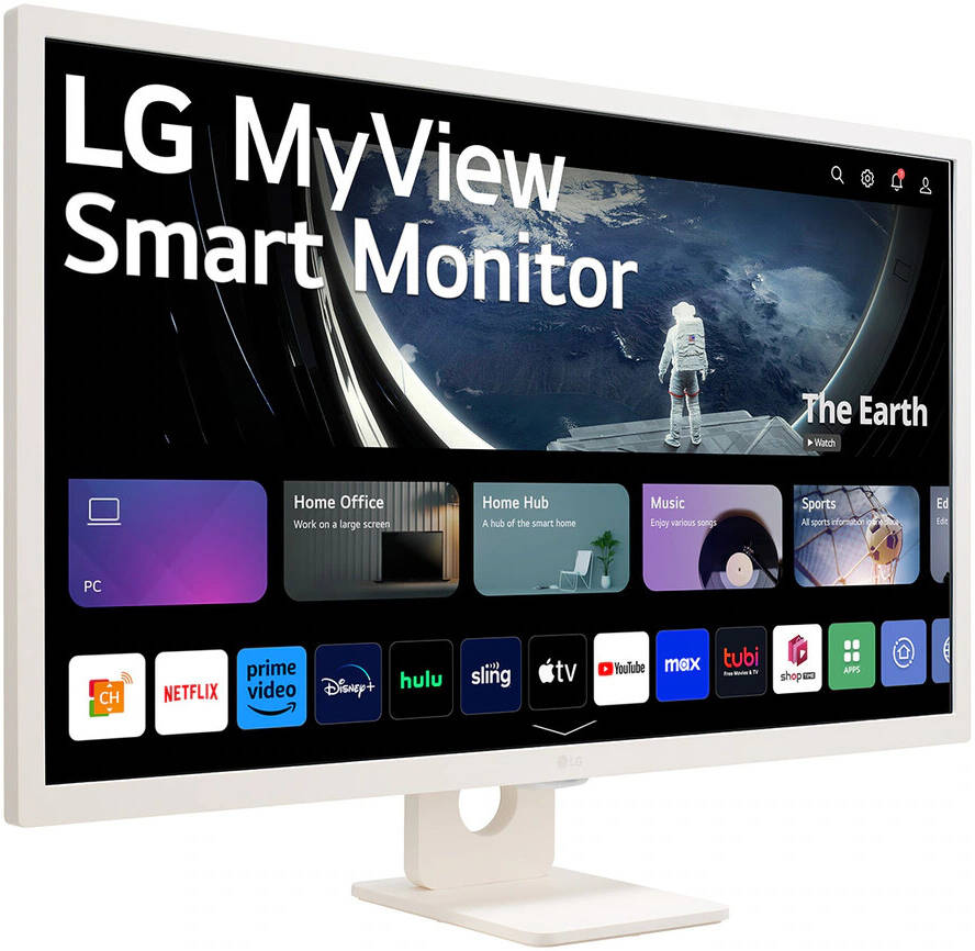 LG MyView 32” 32SR50F Smart Monitor, IPS Panel, FHD Resolution, 60Hz Refresh Rate, 8ms Response Time, WebOS, White