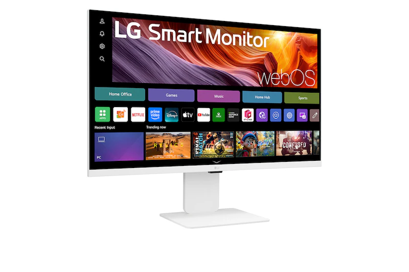 LG 32” 32U850SA UHD Smart Monitor, 4K IPS Panel, WebOS, Built-in FHD Webcam, Magic Remote Support, White