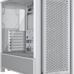 Corsair FRAME 4000D RS Modular Mid-Tower PC Case, Tempered Glass Design, 2x 360mm Radiator Support, 3x RS120 Pre-Installed Fans - White