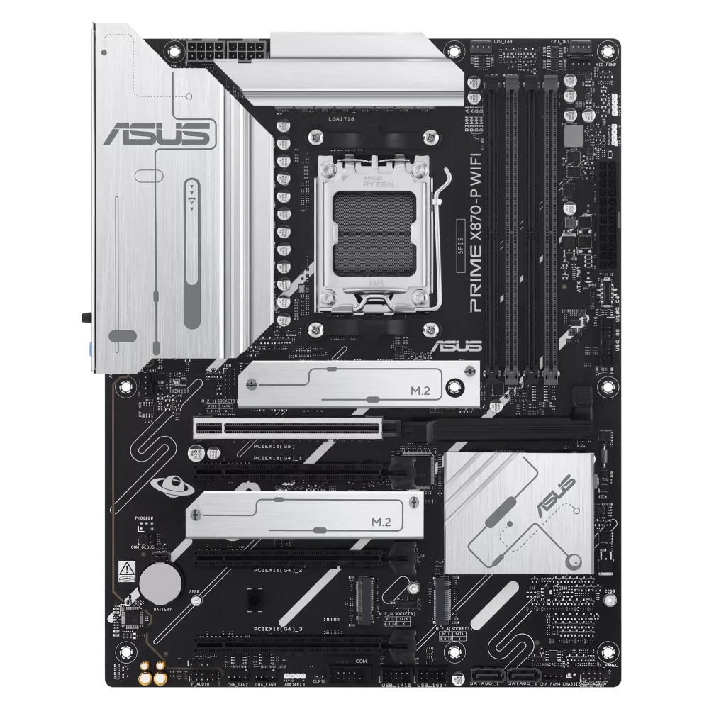 ASUS PRIME X870-P WIFI Motherboard, AM5 Socket, WiFi 7, USB 40Gbps Type-C, PCIe 5.0 slots, USB 10Gbps Type-C, Aura Sync