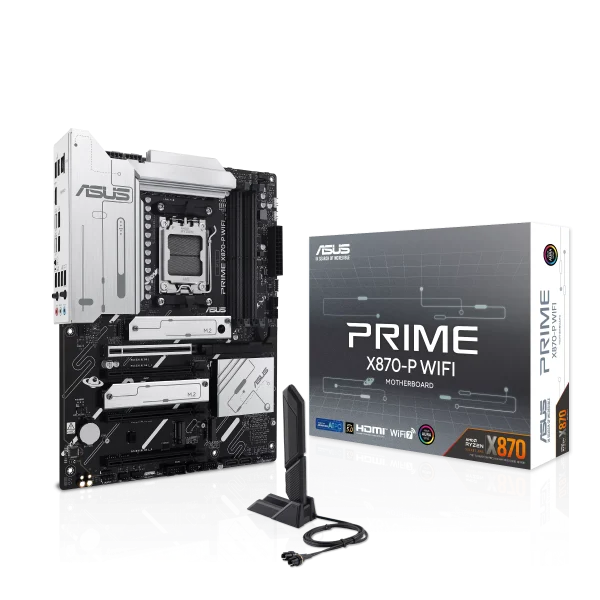 ASUS PRIME X870-P WIFI Motherboard, AM5 Socket, WiFi 7, USB 40Gbps Type-C, PCIe 5.0 slots, USB 10Gbps Type-C, Aura Sync - Image 2