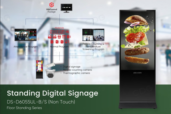 Hikvision 55-inch Floor Standing Digital Signage, D-LED Backlight, 500 Nits Brightness, 6.5 ms Response Time, Black - Image 6