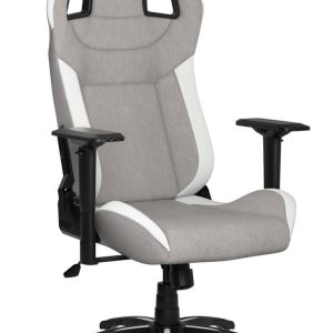 CORSAIR T3 RUSH Fabric Gaming Chair, Racing-inspired Design and Contoured Comfort, Padded Neck Cushion and Memory Foam Lumbar Support, Gray/White