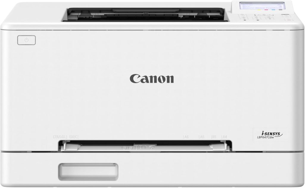 Canon i-SENSYS LBP647Cdw Duplex Laser Printer, 1200 x 1200 dpi, 25 pages per minute in colour or black and white, Wifi and Ethernet, White