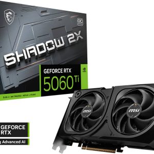MSI GEFORCE RTX 5060TI 16GB SHADOW 2X OC PLUS Graphics Card, 912-V535-029