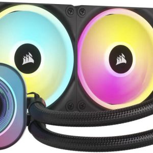 CORSAIR iCUE LINK H100i LCD Liquid CPU Cooler, 240mm Radiator with QX120 RGB Fans Spinning up to 2,400 RPM, Black