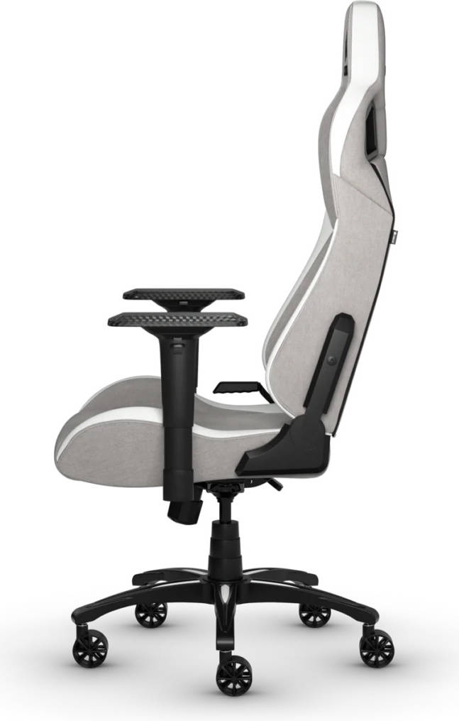 CORSAIR T3 RUSH Fabric Gaming Chair, Racing-inspired Design and Contoured Comfort, Padded Neck Cushion and Memory Foam Lumbar Support, Gray/White