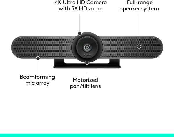 Logitech MeetUp Video Conferencing System, Ultra HD 4K/1080p/720p, Adjustable Speakers, Wide Field of View 120°, PC/Mac/Laptop/Macbook/Tablet - Black, 960-001101 - Image 3
