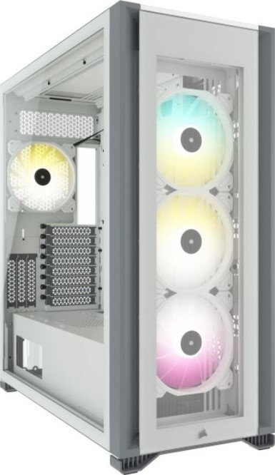 Corsair iCUE 7000X RGB Tempered Glass Full-Tower ATX PC Case, Tempered Glass, 4x SP140 RGB Pre-Installed Fan - White