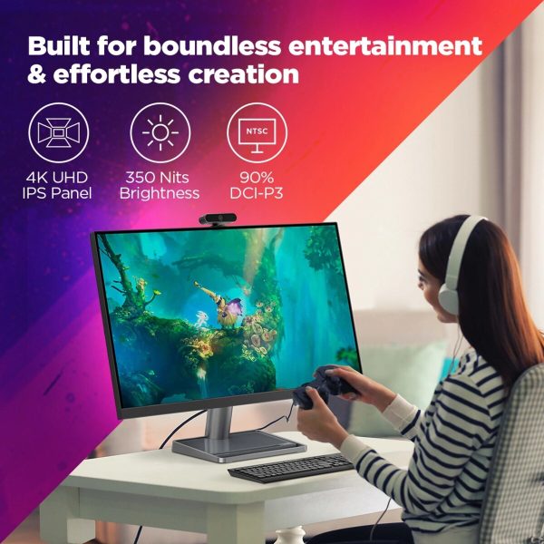 Lenovo L32p-30 32" UHD USB Type-C monitor, IPS Panel, 60 Hz Refresh Rate, 4ms Response Time, 3W×2 speakers, AMD Freesync, Black - Image 6