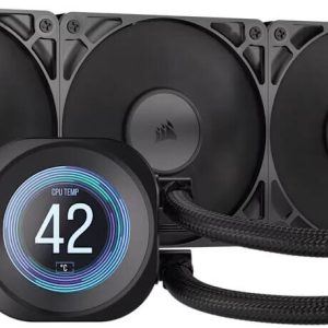 CORSAIR NAUTILUS 360 LCD 360mm Radiator Liquid CPU Cooler, Brightly lit 2.1" IPS LCD screen, High static pressure RS120 fans, Black