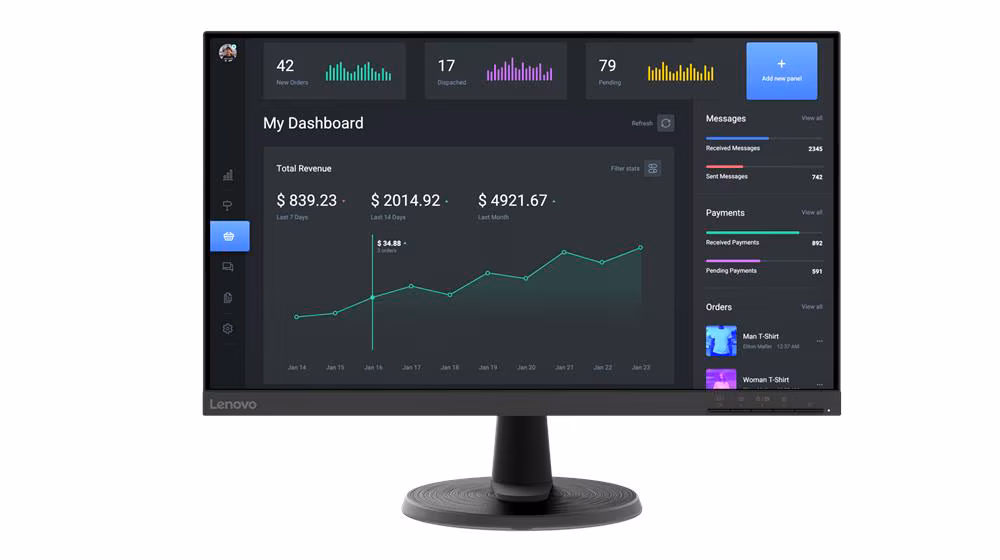 Lenovo C24-40 24″ FHD Monitor, VA Panel, 75Hz refresh rate, 4ms response time,Black