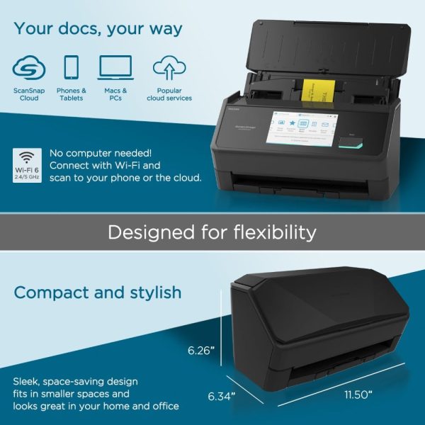 Ricoh ScanSnap® iX2500 Wi-Fi Enabled, Touch Screen Document Scanner - Standard Edition, Black - Image 7