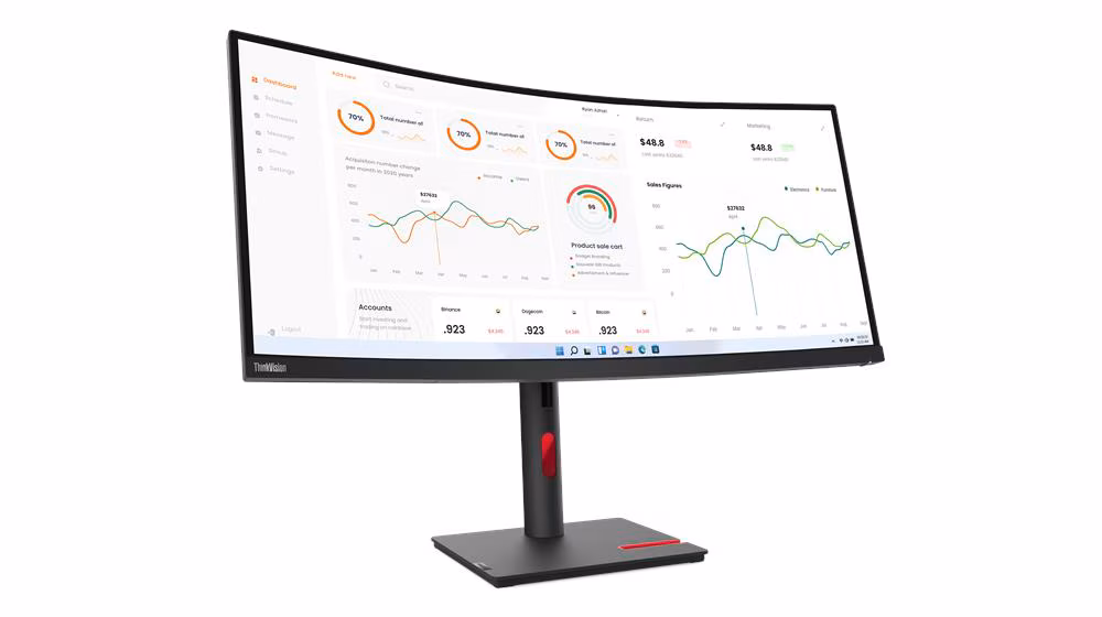 Lenovo ThinkVision T34w-30 34″ WQHD Curved Monitor, USB Type-C, Black
