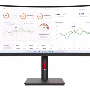 Lenovo ThinkVision T34w-30 34" WQHD Curved Monitor, USB Type-C, Black