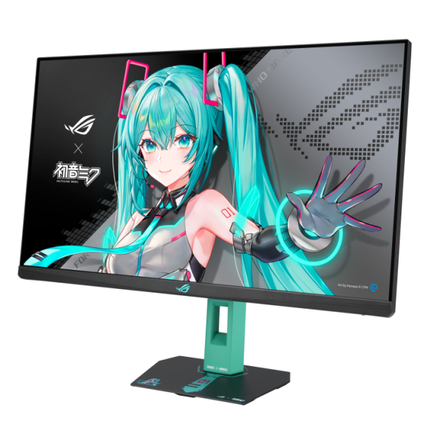 ASUS ROG Strix XG27ACMEG-G Hatsune Miku Edition Monitor – 27-inch 2560x1440, 260Hz OC (Above 144Hz), 0.3ms (min.), Fast IPS, Extreme Low Motion Blur Sync, USB Type-C, G-Sync compatible, DisplayWidget Center, tripod socket, HDR, Aura Sync, Black - Image 3