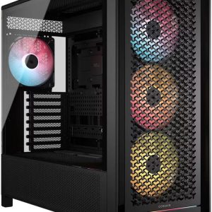 Corsair FRAME 5000D RS ARGB High-Airflow Mid-Tower PC Case, Tempered Glass, 360mm Radiator Support, 4x RS140 ARGB Pre-Installed Fans, Black