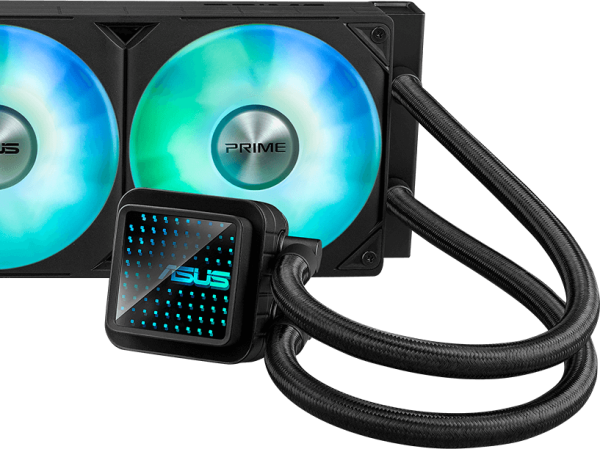 ASUS Prime LC ARGB all-in-one CPU liquid cooler with specially designed CPU contact area and finned channels, water block with infinity mirror lens options, pre-installed ARGB fans and Aura lighting - Image 2