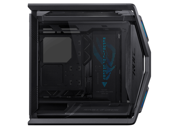 ASUS ROG Hyperion GR701 E-ATX computer case, 420 mm dual radiator support, four 140 mm fans, metal GPU holder, component storage, ARGB fan hub, 60W fast charging, Black - Image 4