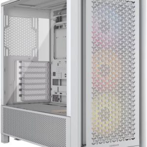 Corsair FRAME 4000D RS ARGB Modular Mid-Tower PC Case, 360mm Radiator Support, 3x RS120 ARGB Pre-Installed Fans - White