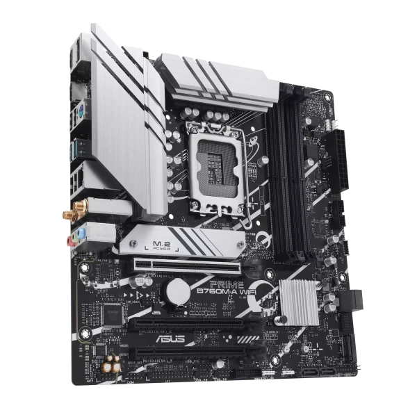 ASUS PRIME B760M-A WIFI Intel® B760 (LGA 1700) mATX Mortheboard with PCIe 4.0, DDR5, two M.2 slots, Realtek 2.5Gb Ethernet, Wi-Fi 6, DisplayPort, Dual HDMI™, SATA 6 Gbps, rear USB 3.2 Gen 2, front USB 3.2 Gen 1 Type-C®, Aura Sync - Image 2