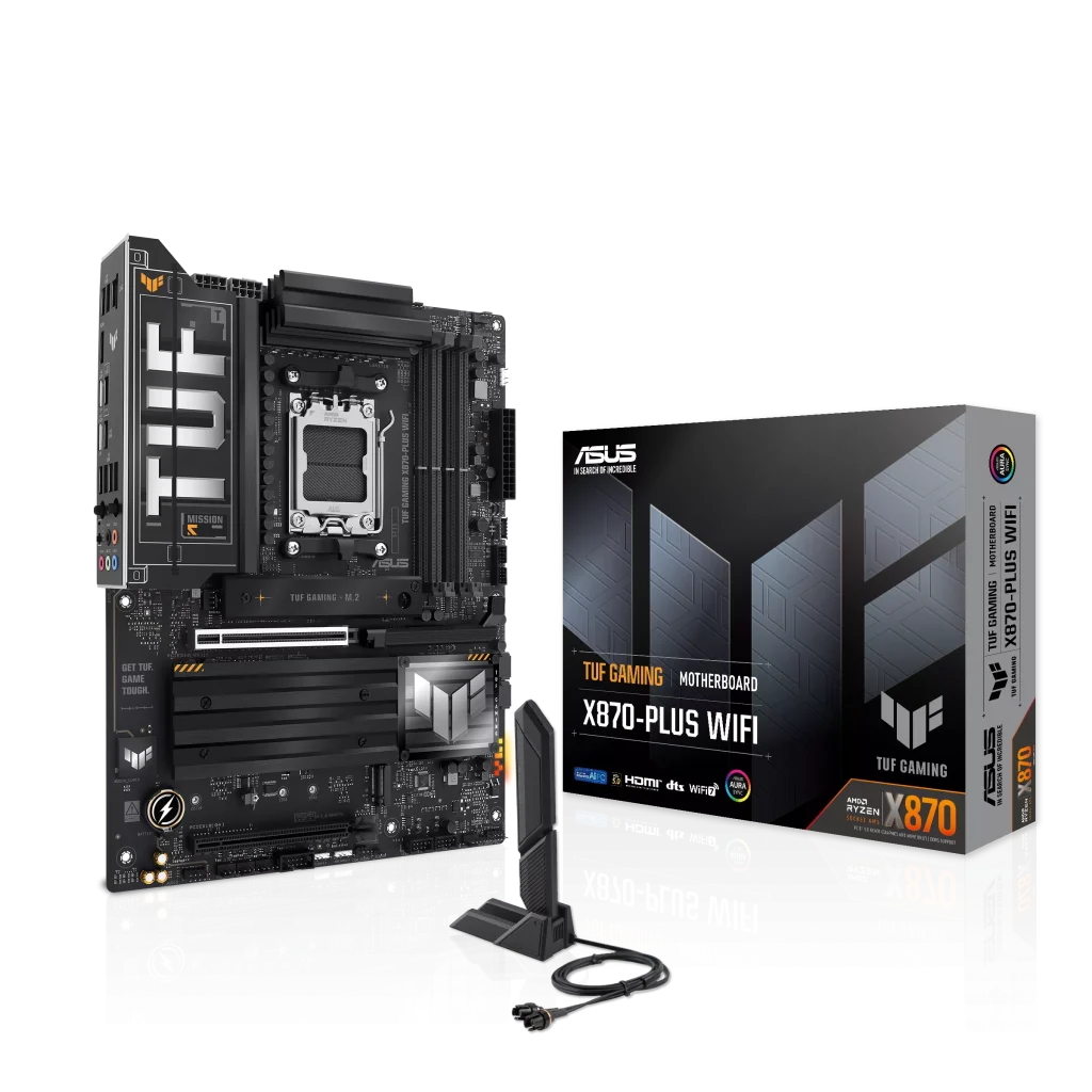 ASUS TUF GAMING X870-PLUS WIFI Motherboard, AM5 Socket, WIFI 7, Aura Sync, PCie Gen5